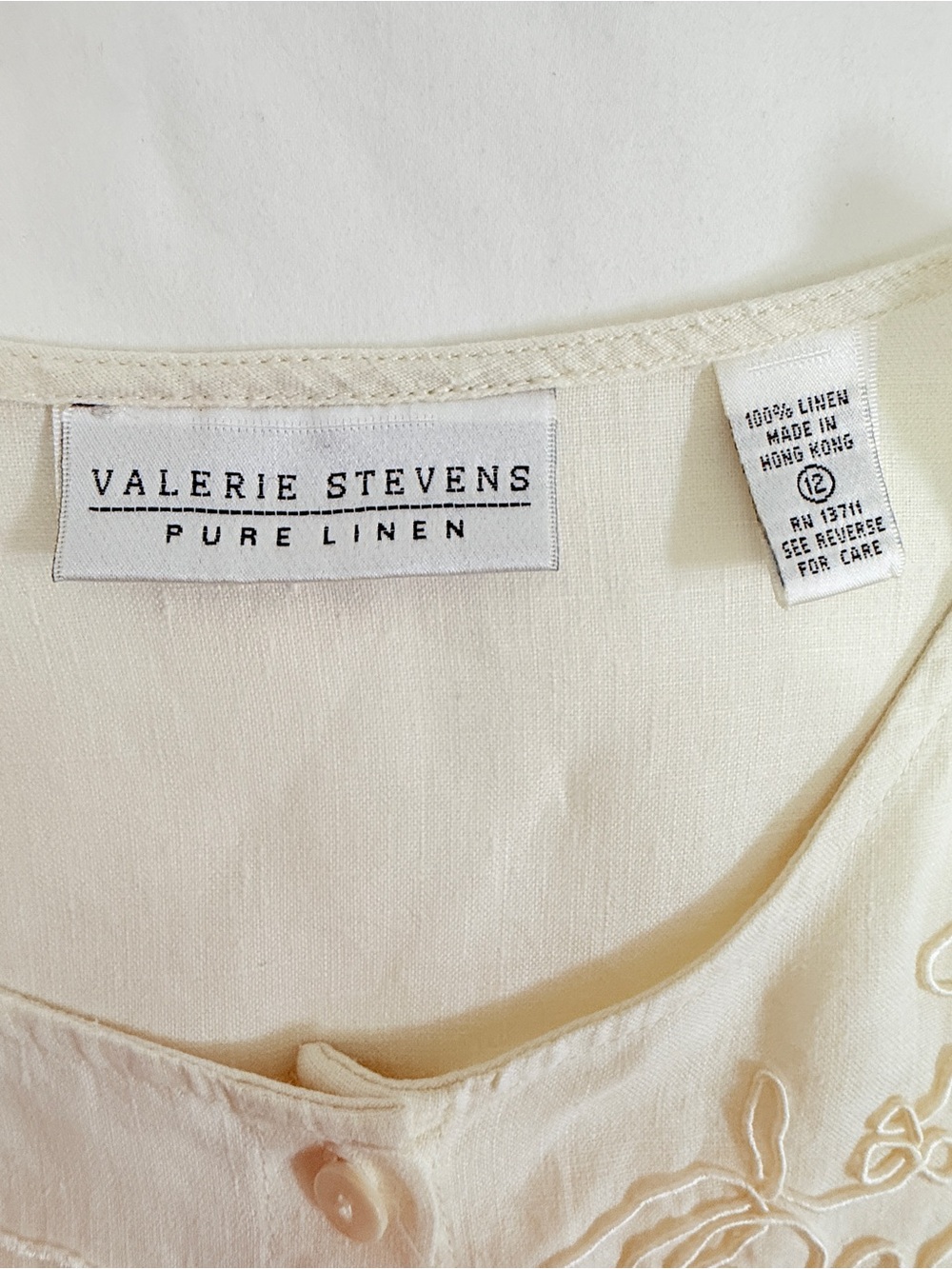 Cream Embroidered Button-Front Blouse - Picture 10 of 14